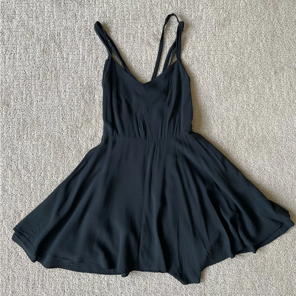 UO Women’s Kimchi Blue Fit and Flare Strappy Back Black Mini Cocktail Dress